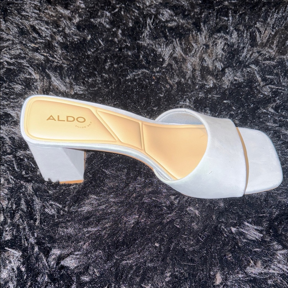 ALDO White Block Heel Mules